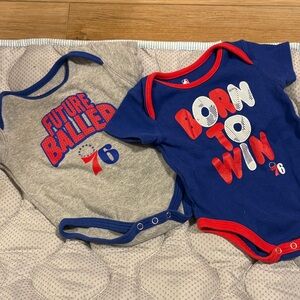 NBA 76ers Blue and Gray Baby Bodysuit Set